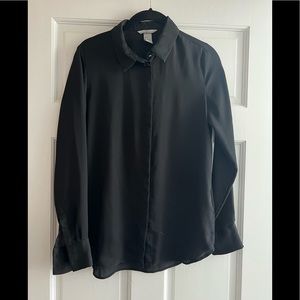 H&M SHEER BLACK BUTTON DOWN BLOUSE -worn once
